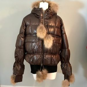 Mason’s Down Coat brown with fur trim